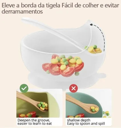 Conjunto Kit de Alimentação para Bebês de Silicone 8 Peças Prato Babador Copo Tigela Talheres Bebê Criança