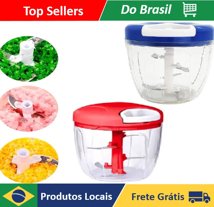 Mini Processador Manual de Alimentos - Grande - 5 Lâminas - 900ml