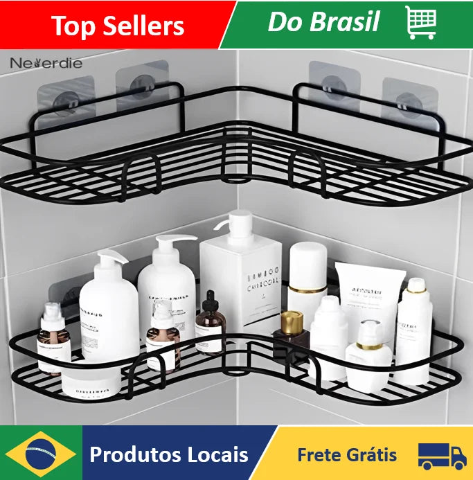 Prateleiras de Suporte com Adesivos de Parede para Banheiro, Cozinha e Lavanderia - Shampoo e Sabão - KIT 2