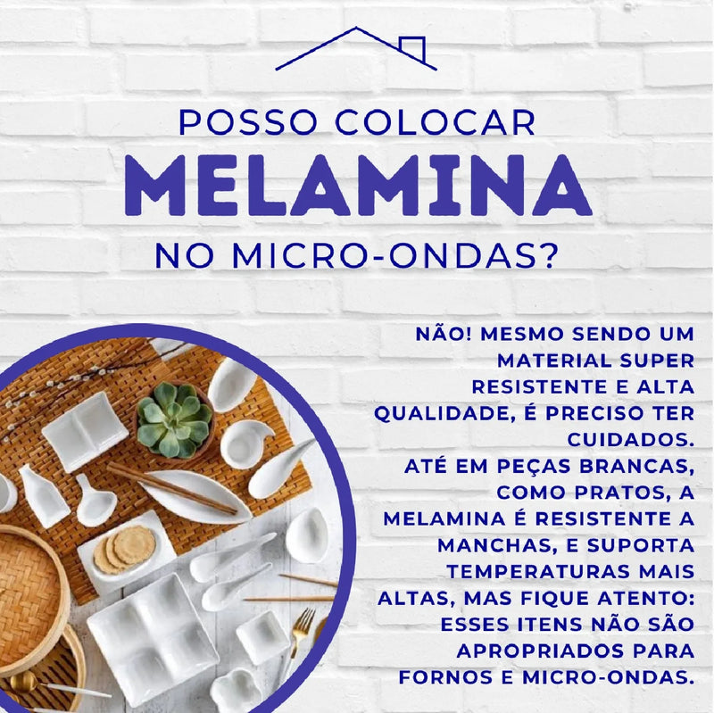 Aparelho de jantar completo azul e vermelho de melamina