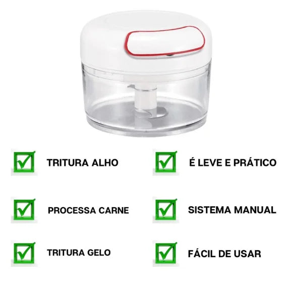 Mini Processador e Triturador de Alimentos Manual -  250 ml.