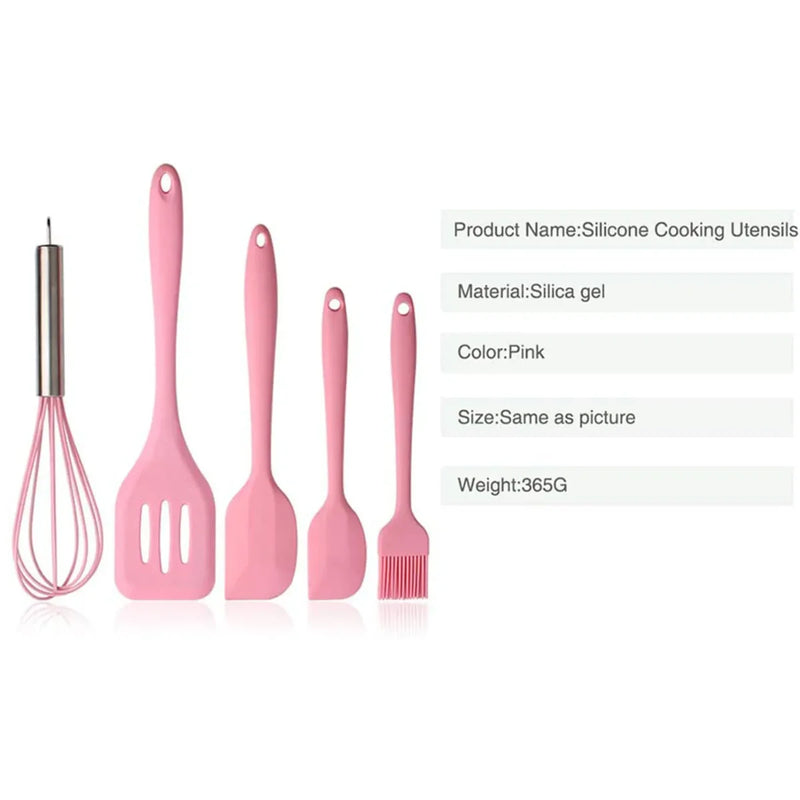 Kit 5 Peças Utensilios De Cozinha De Silicone Premium