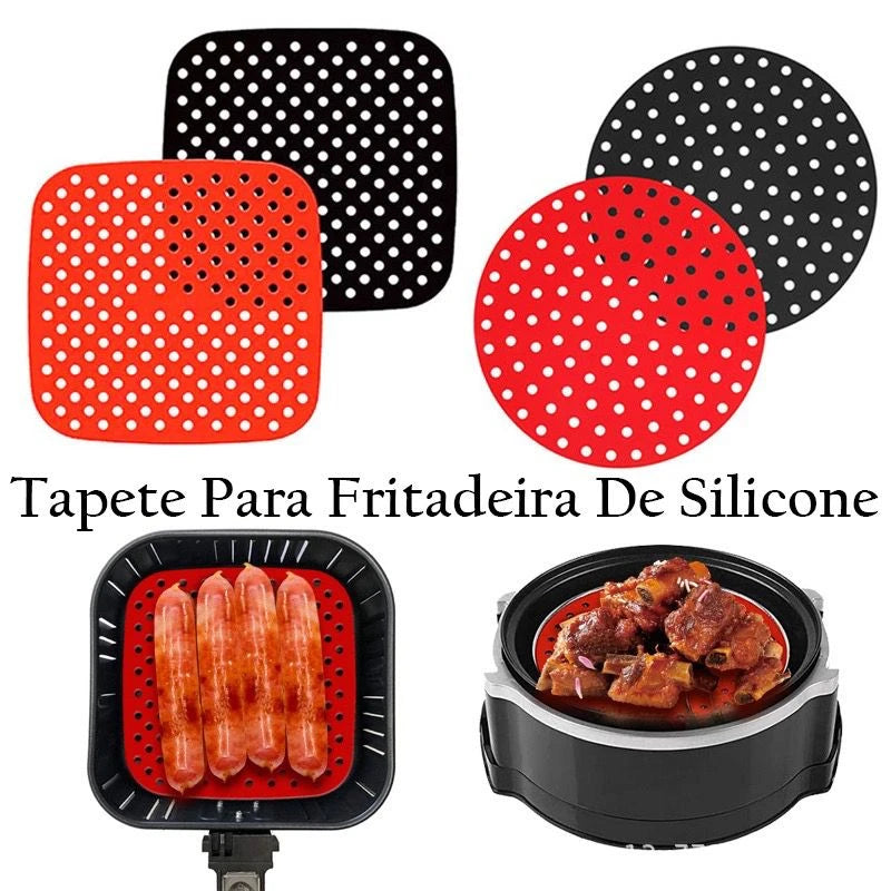 Tapete Protetor de Silicone Quadrado/Redondo para Air Fryer - Universal.