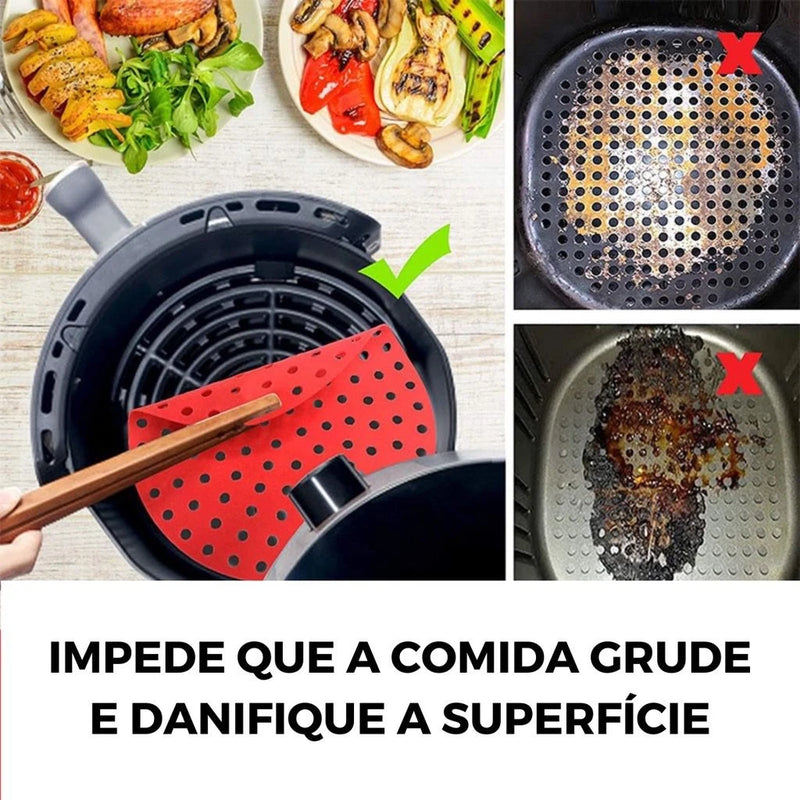 Tapete Protetor de Silicone Quadrado/Redondo para Air Fryer - Universal.