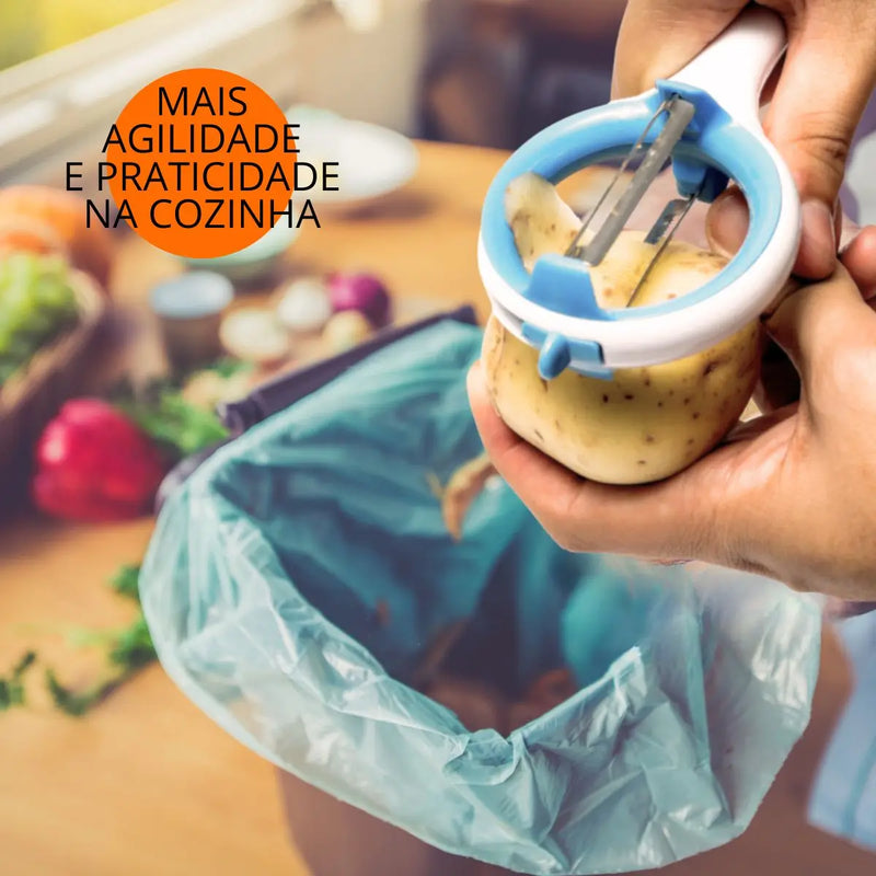 Descascador, Fatiador e Ralador Multifuncional de Legumes, Frutas Alimentos  e Cozinha com 2 Lâminas.