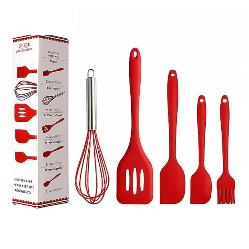 Kit Utensílios de Cozinha - Cores Variadas - Design Resistente e Moderno -  5pcs