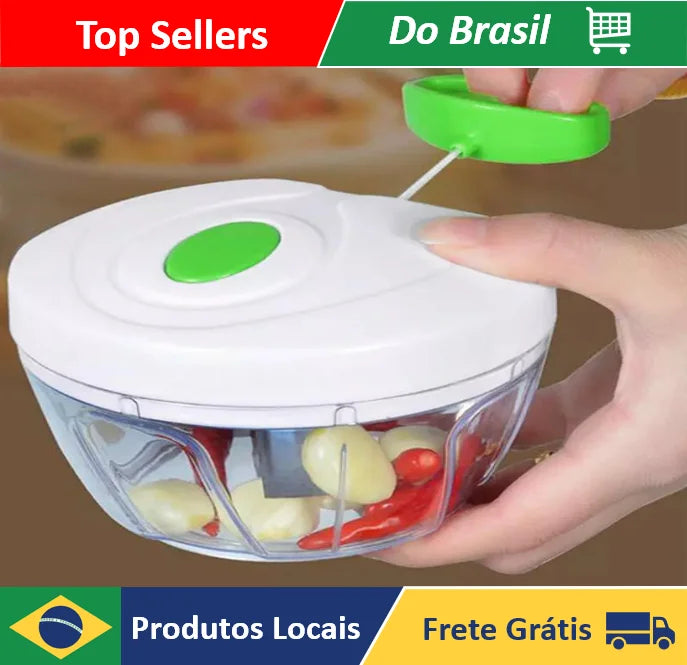 Processador e Triturador Manual de Alimentos 3 Lâminas - 500 ml