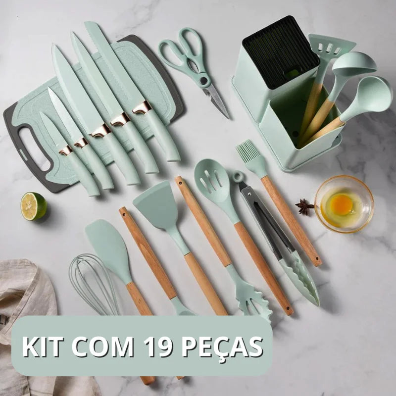 Kit de utensílios de cozinha com 19 peças