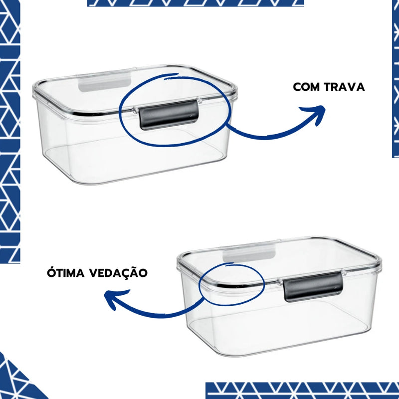 3 Potes para Geladeira Alimentos Cozinha Organização Potes Herméticos