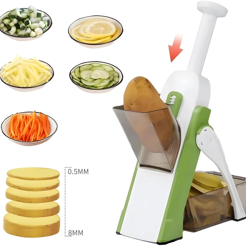 Cortador Manual para Batata, Legumes e Frutas Multifuncional de Alta Qualidade - 5 Funções