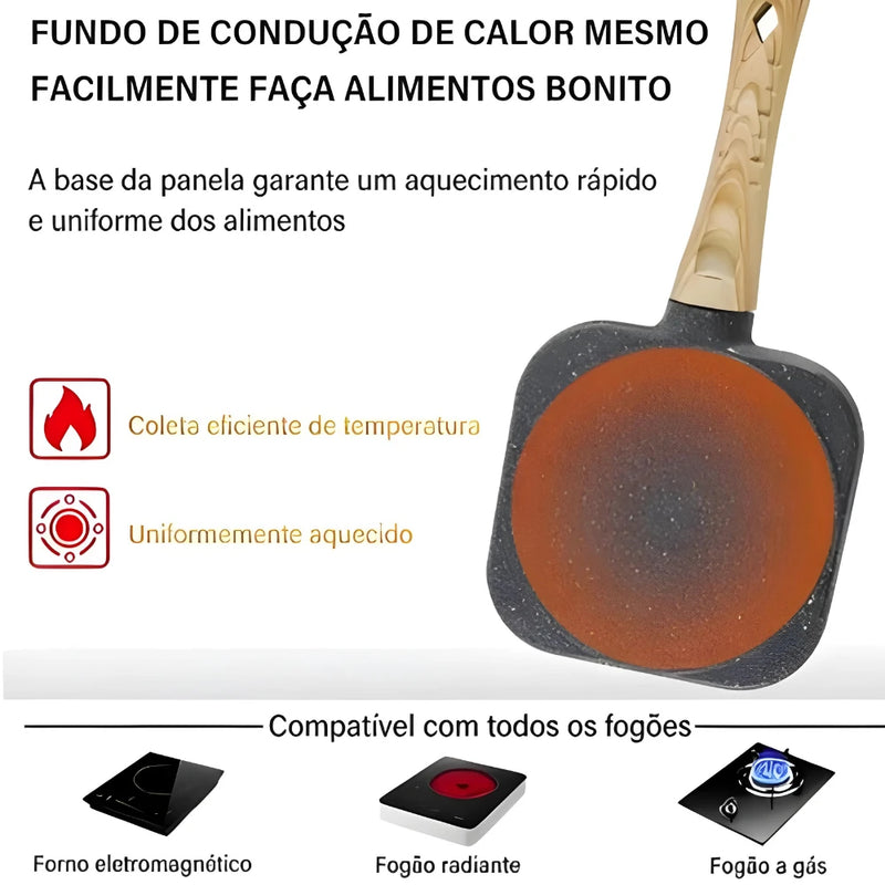 Frigideira Antiaderente Multiuso Com 3 Divisórias para Fritar Ovo, Bacon, Carne, Frango e Lanche.