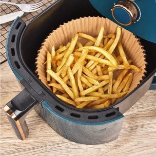 Forma/Tapete de Airfryer descartável e Antiaderente, com forma Redonda e Quadrada, para Cozimento - Papel Fritadeira para Cozimento Protetor Forro  50uni