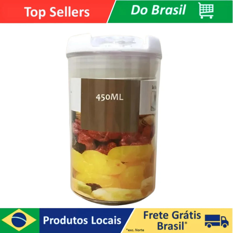 Pote Hermético Redondo e Multiuso em Acrílico para Cozinha - 450 ml.