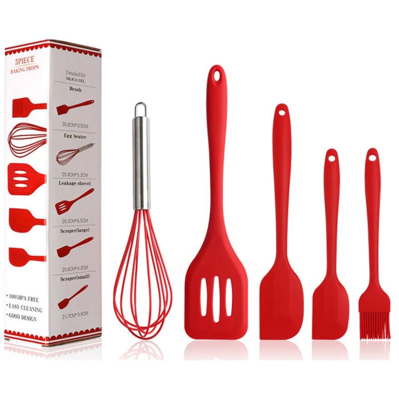 Kit Utensílios de Cozinha - Cores Variadas - Design Resistente e Moderno -  5pcs