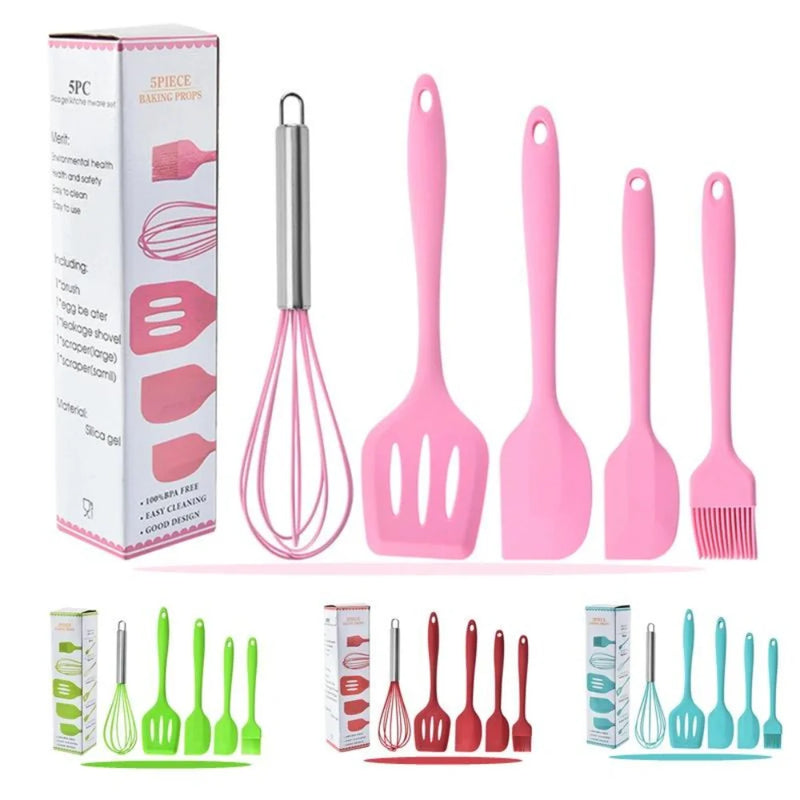 Kit Utensílios de Cozinha - Cores Variadas - Design Resistente e Moderno -  5pcs