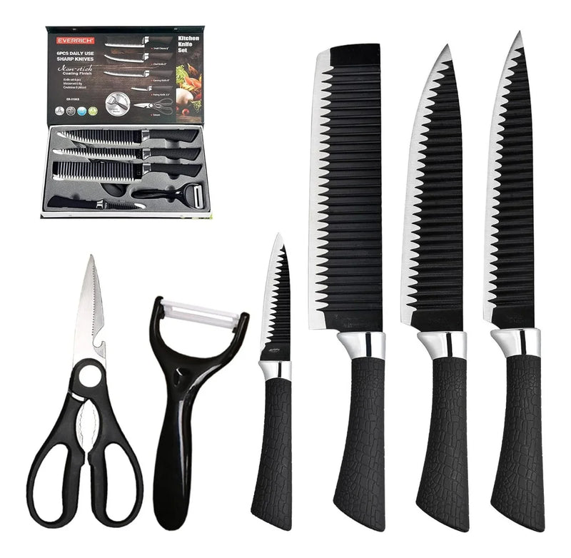 Kit completo de facas de cozinha profissionais de alta qualidade para preparação e corte - Conjunto Premium.