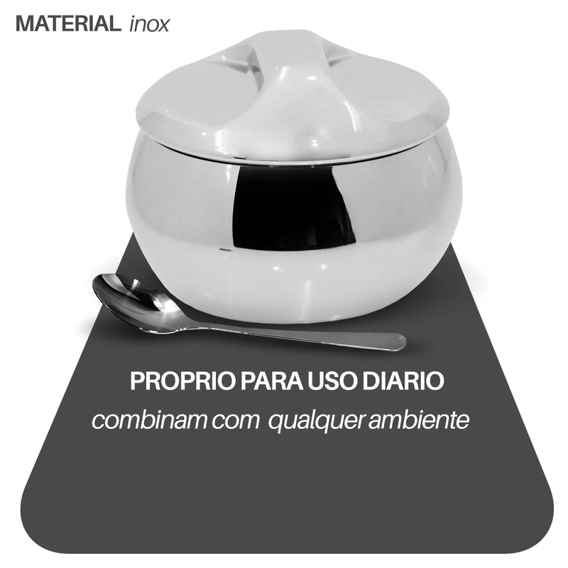 Caixa de Açucar C/Tampa Colher Açucareiro 300ml- Dolce Home