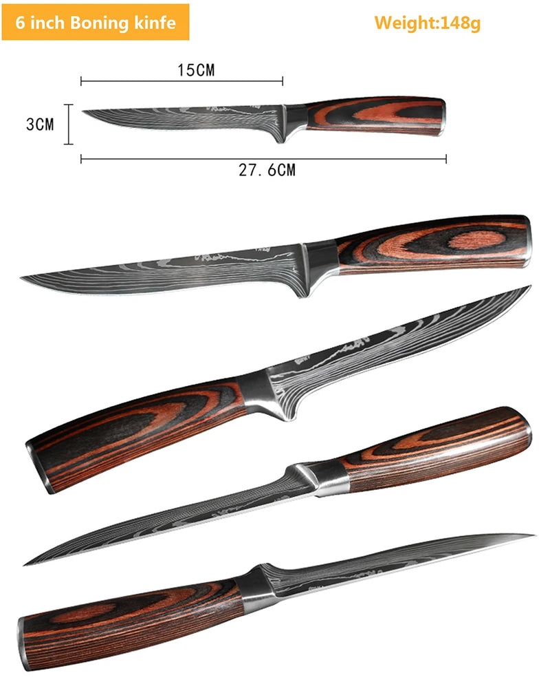 Faca de chef japonesa profissional, facas de cozinha, Santoku, utilitário para fatiar pão, cutelo de carne, açougueiro, faca de cozinha de aço inoxidável