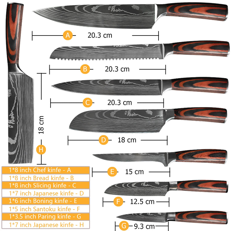 Faca de chef japonesa profissional, facas de cozinha, Santoku, utilitário para fatiar pão, cutelo de carne, açougueiro, faca de cozinha de aço inoxidável