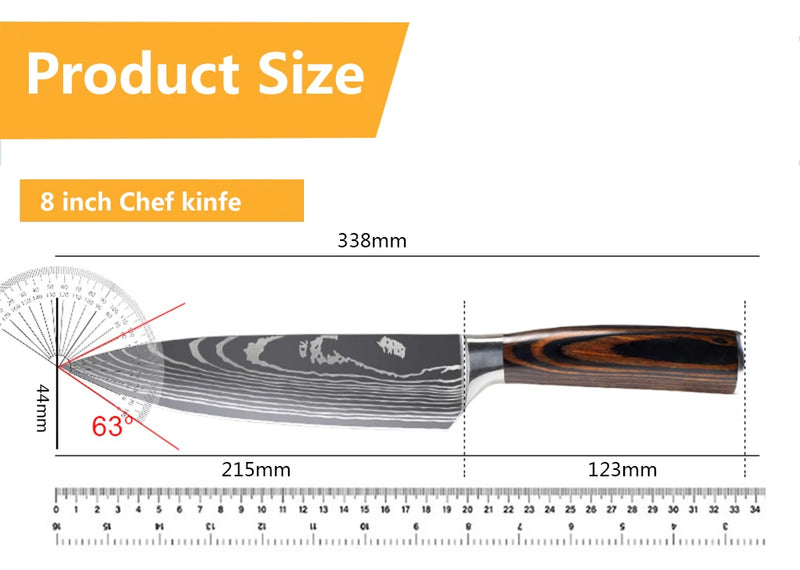 Faca de chef japonesa profissional, facas de cozinha, Santoku, utilitário para fatiar pão, cutelo de carne, açougueiro, faca de cozinha de aço inoxidável