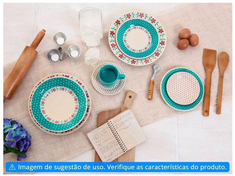 20 peças redondas de cerâmica Biona branca e azul claro Donna Dining & Tea Appliance