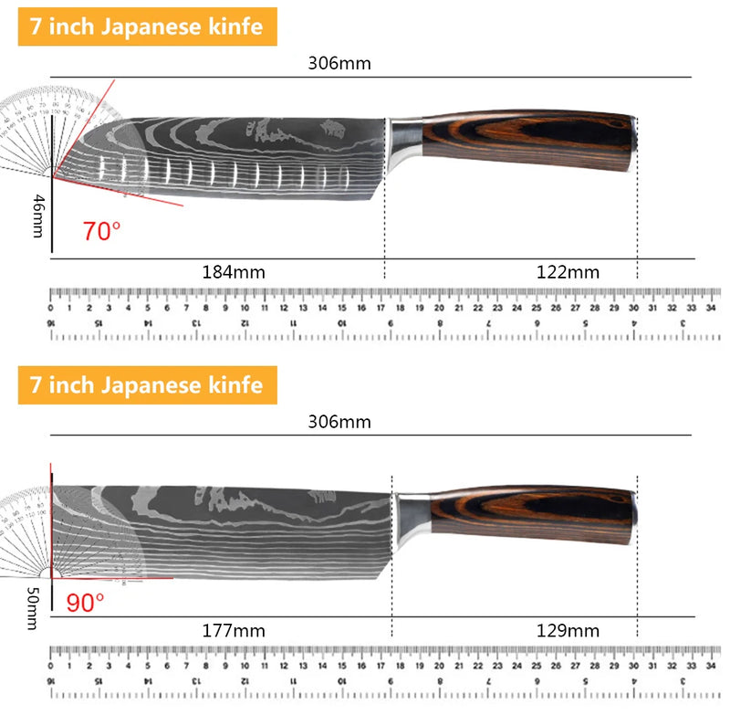 Faca de chef japonesa profissional, facas de cozinha, Santoku, utilitário para fatiar pão, cutelo de carne, açougueiro, faca de cozinha de aço inoxidável