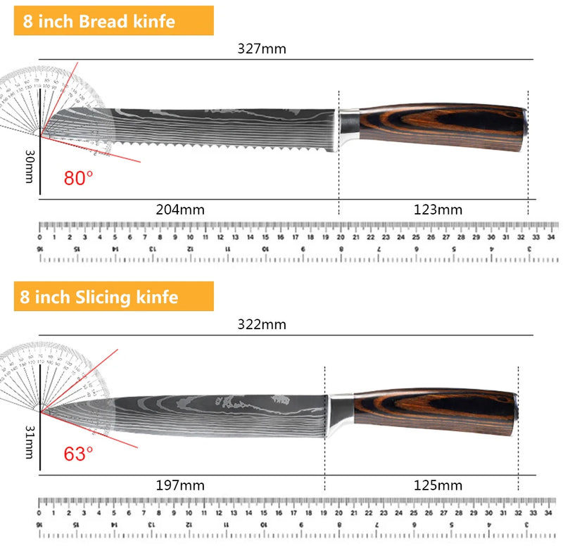 Faca de chef japonesa profissional, facas de cozinha, Santoku, utilitário para fatiar pão, cutelo de carne, açougueiro, faca de cozinha de aço inoxidável