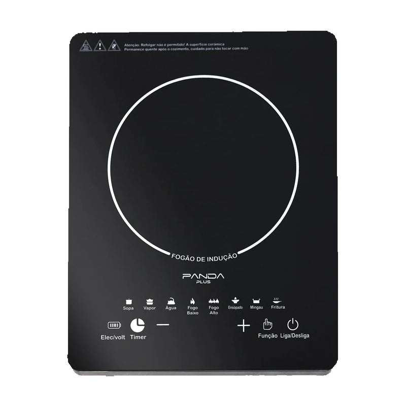 Cooktop de Indução Panda Plus Cheff Gourmet - 1 Boca 2000W, Preto Bivolt, Portátil e Compacto, com Controle de Temperatura