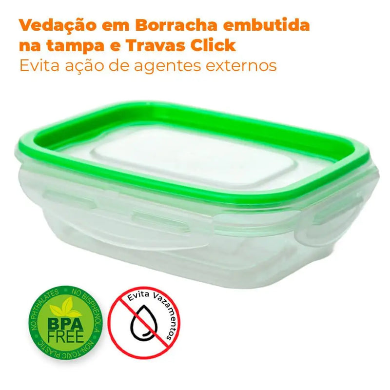 350ml - Pote hermético de plástico Tritec com fechos retangulares